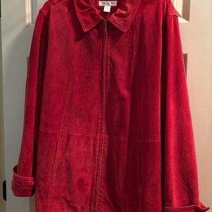 Coldwater Creek Women's Red Suede Jacket Size XL Full Zip Pockets